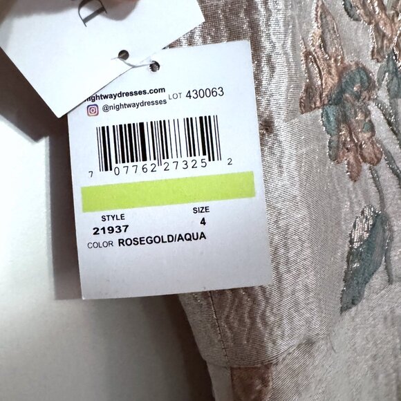 New NIGHTWAY NY Off The Shoulder Brocade 21937 Rose Ball Prom Gown Slit Formal 4 - Picture 9 of 13